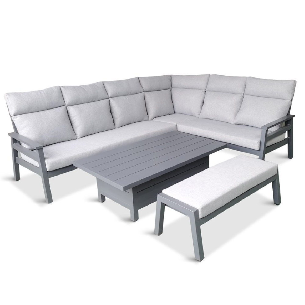 Benoit Aluminium Garden Adjustable Dining Set In Grey