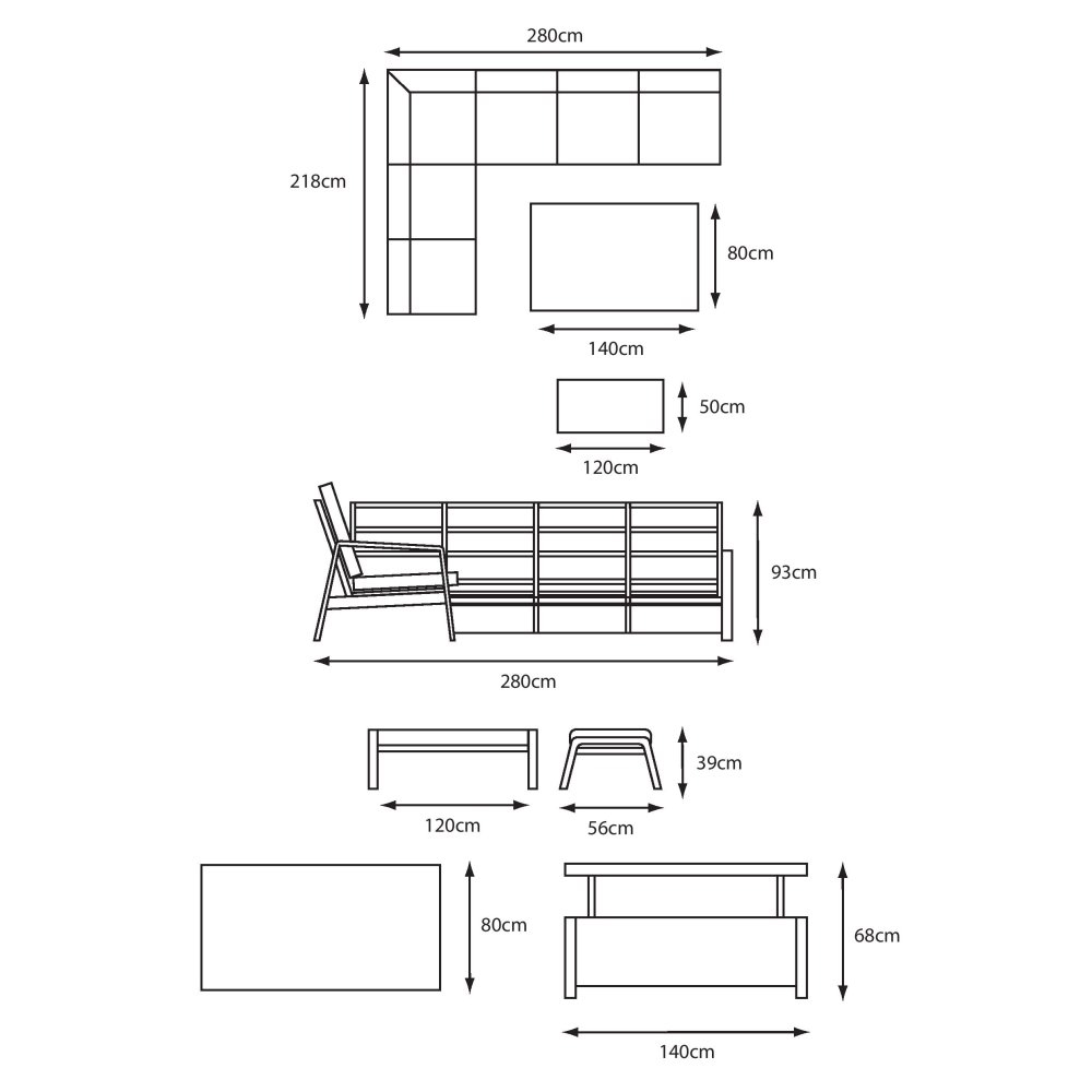 Benoit Aluminium Garden Adjustable Dining Set In Grey