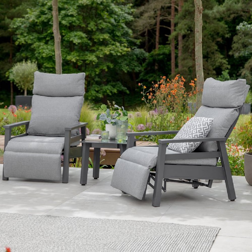 Benoit Aluminium Garden Reclining Duo Set In Grey