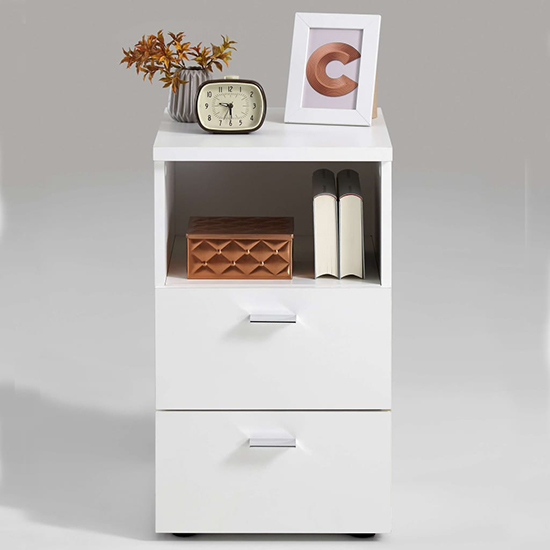 Read more about Benoit wooden bedside cabinet with 2 drawers in white