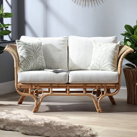 Photo of Benoni rattan 2 seater sofa with pebble seat cushion