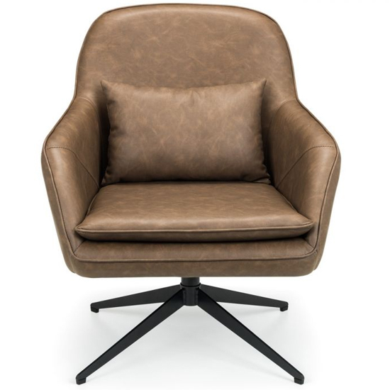 Bensalem Swivel Faux Leather Bedroom Chair In Brown Sale