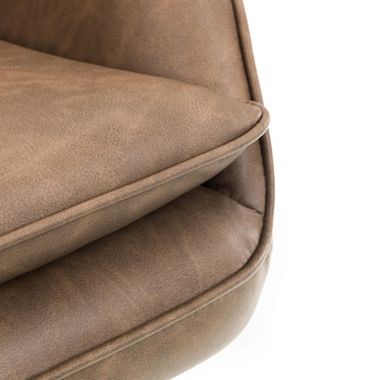 Barkhad Swivel Faux Leather Bedroom Chair In Brown