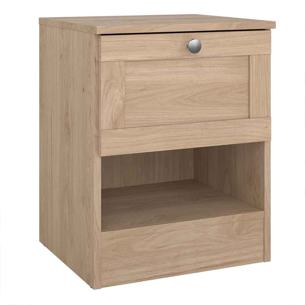 Bensalem Wooden Bedside Cabinet With 1 Drawer In Jackson Hickory
