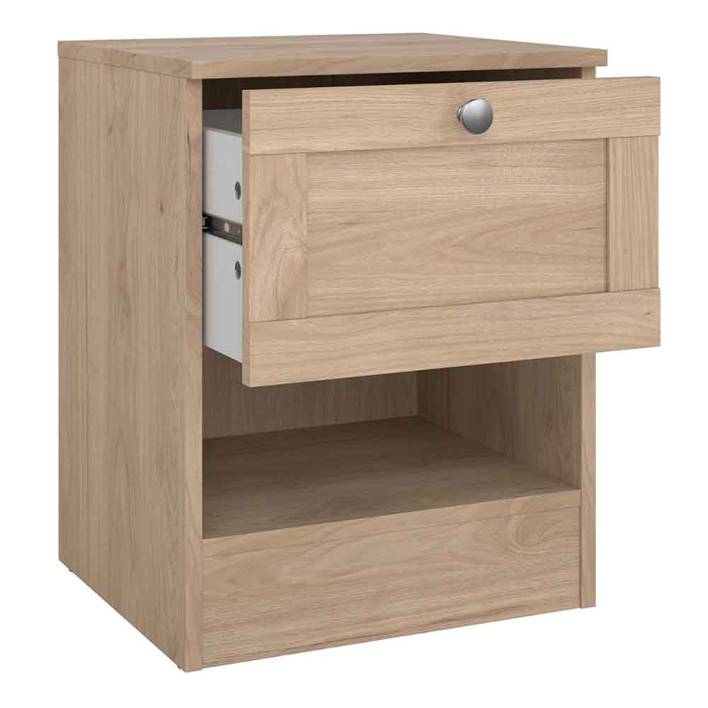Bensalem Wooden Bedside Cabinet With 1 Drawer In Jackson Hickory