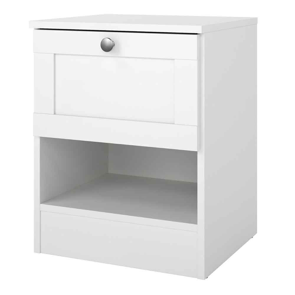 Bensalem Wooden Bedside Cabinet With 1 Drawer In White