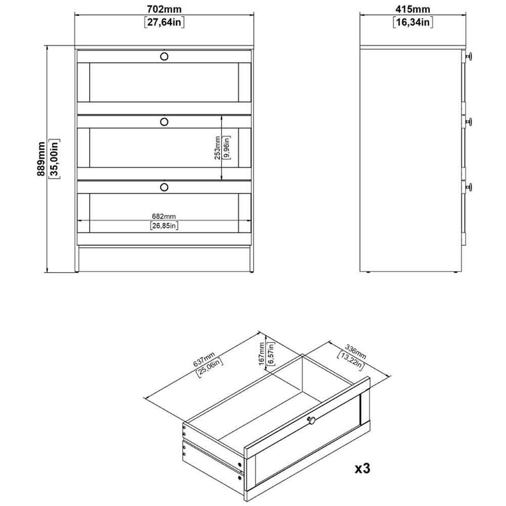 Bensalem Wooden Chest Of 3 Drawers In Jackson Hickory
