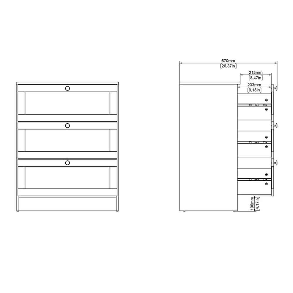 Bensalem Wooden Chest Of 3 Drawers In White