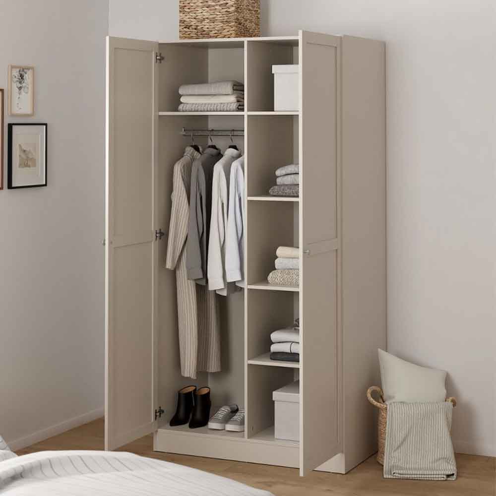 Bensalem Wooden Wardrobe with 2 Doors in Cashmere