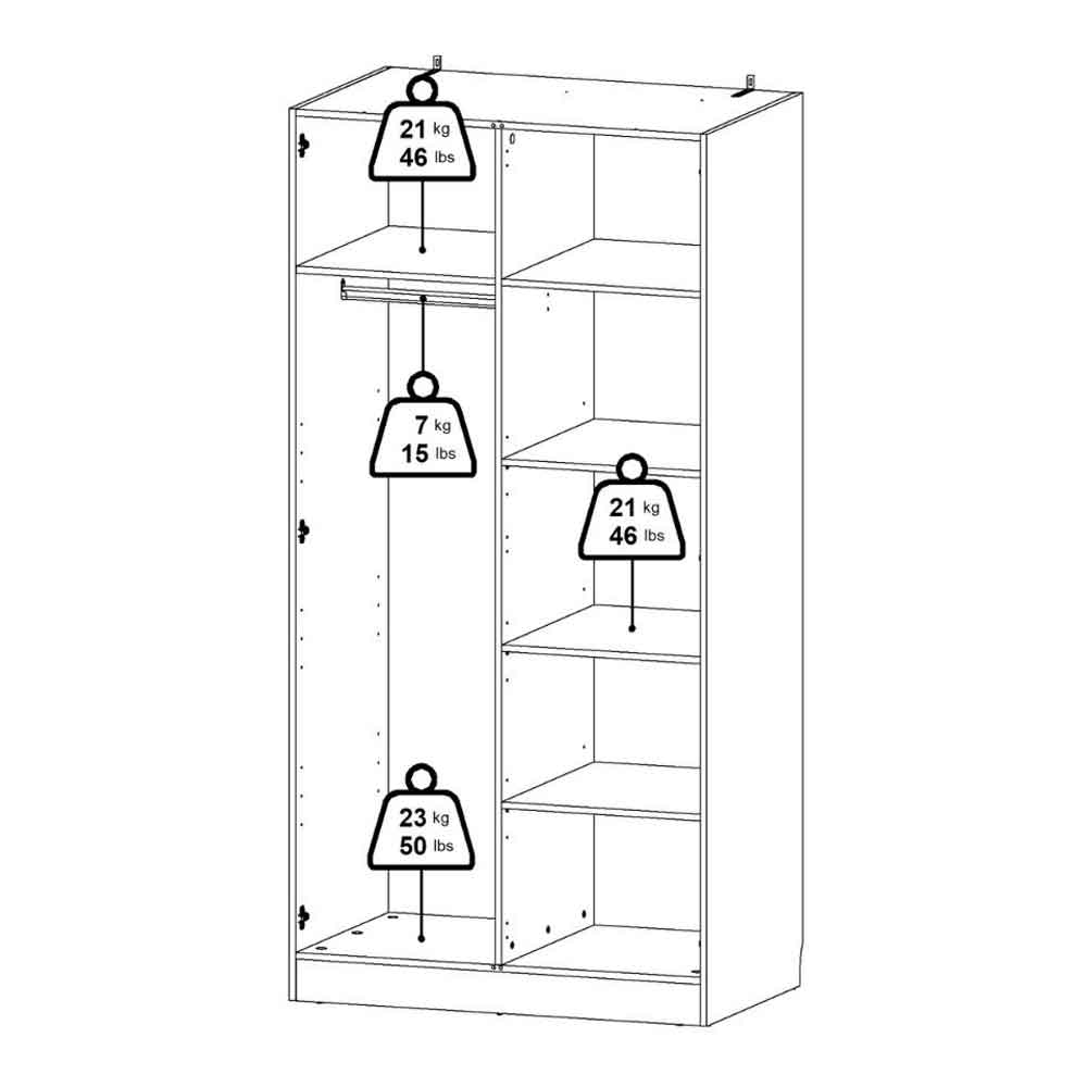 Bensalem Wooden Wardrobe with 2 Doors in Cashmere