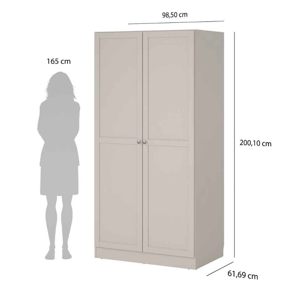 Bensalem Wooden Wardrobe with 2 Doors in Cashmere