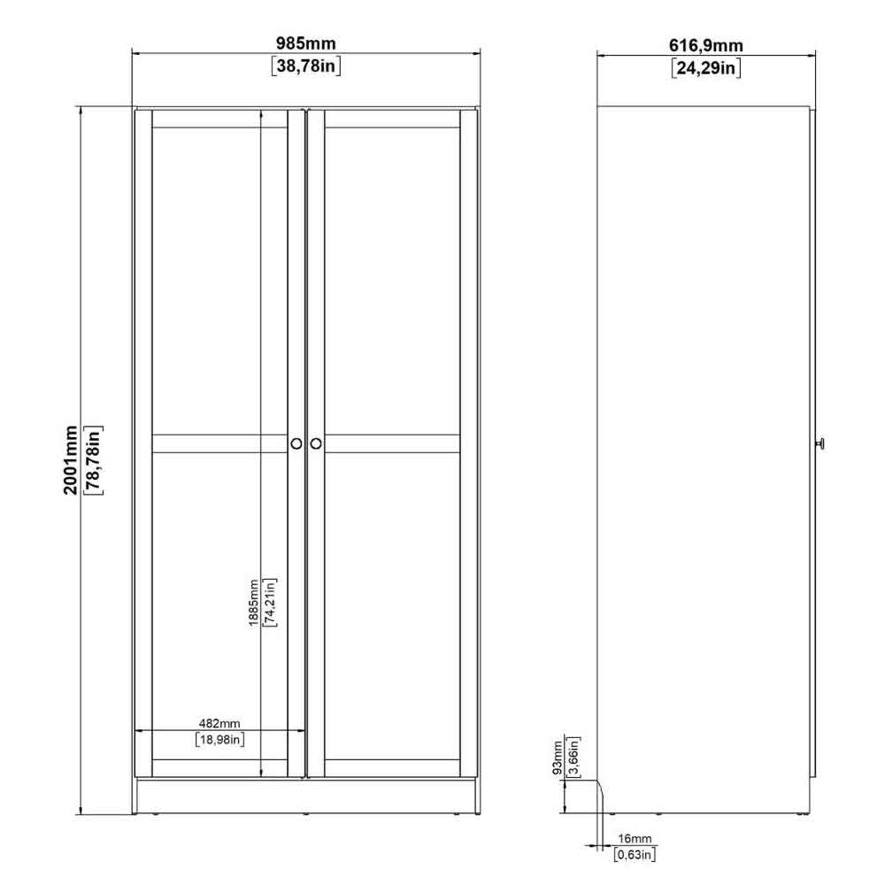 Bensalem Wooden Wardrobe with 2 Doors in Cashmere