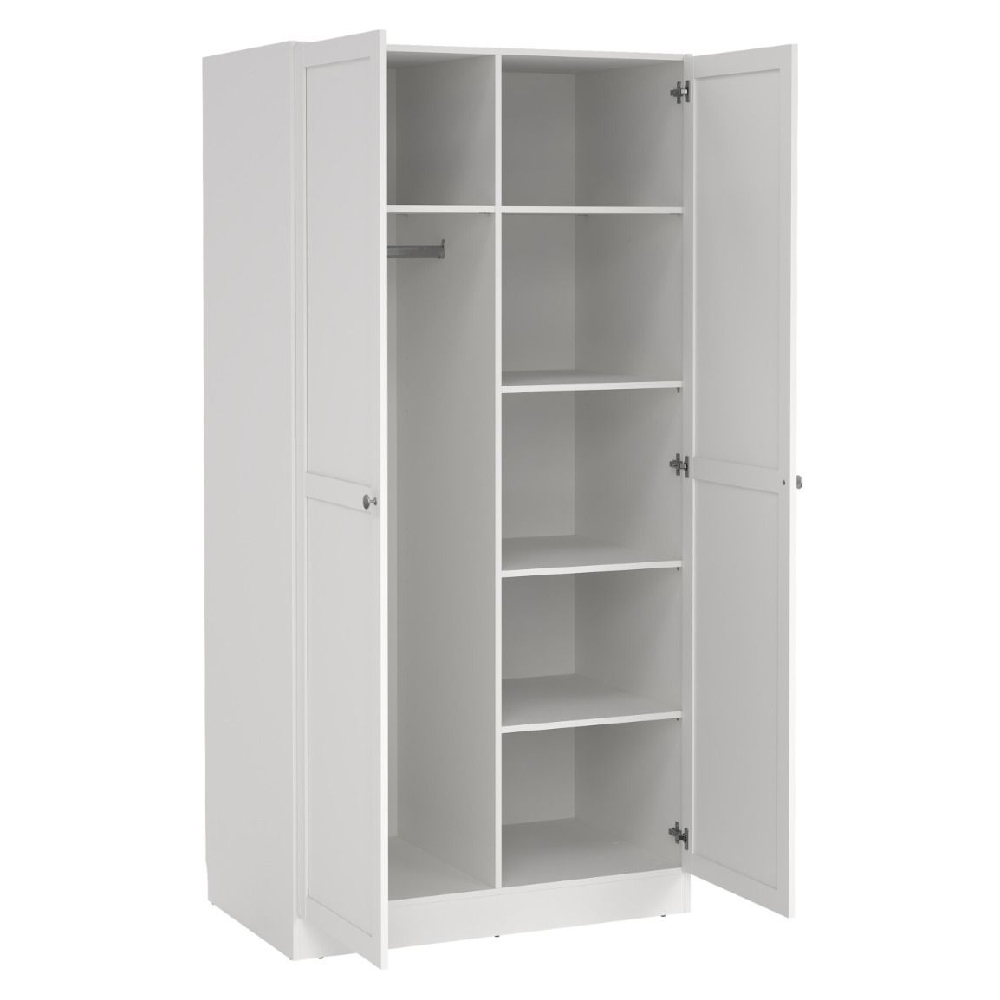 Bensalem Wooden Wardrobe With 2 Doors In White