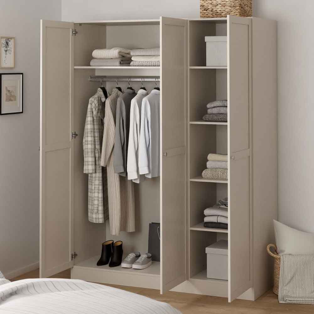 Bensalem Wooden Wardrobe with 3 Doors in Cashmere