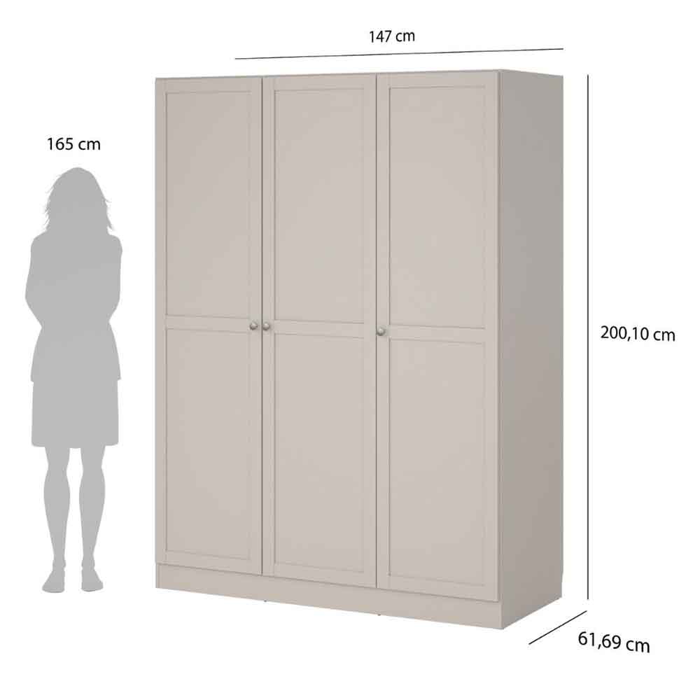 Bensalem Wooden Wardrobe with 3 Doors in Cashmere