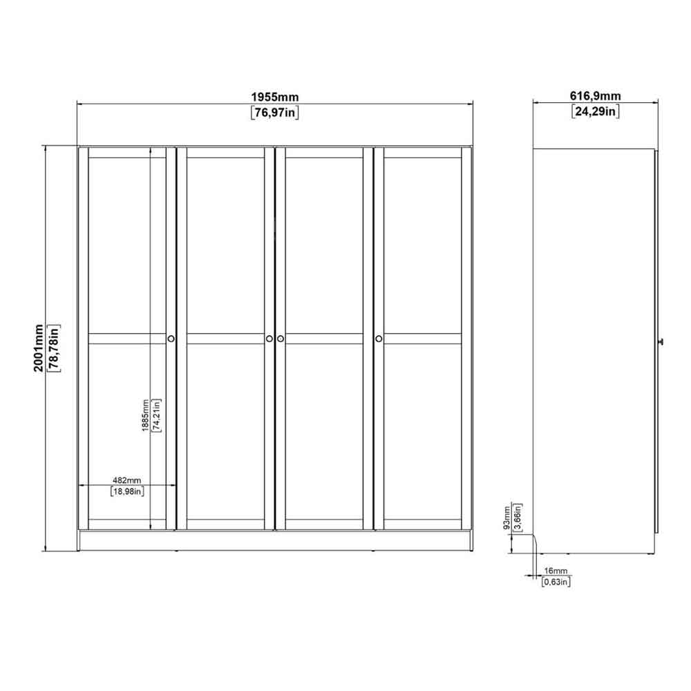 Bensalem Wooden Wardrobe with 4 Doors in Cashmere