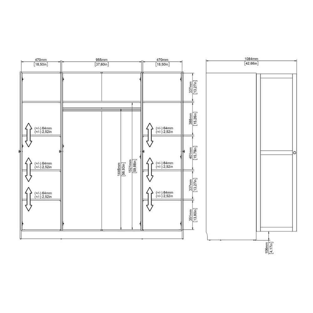 Bensalem Wooden Wardrobe with 4 Doors in Cashmere