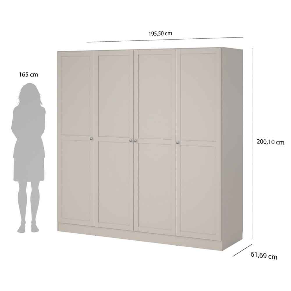 Bensalem Wooden Wardrobe with 4 Doors in Cashmere