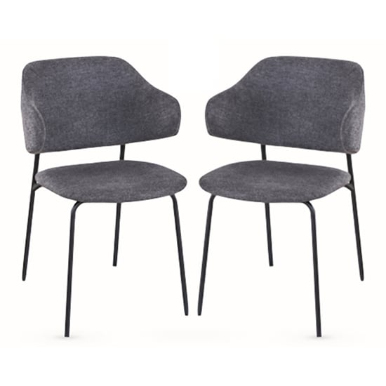 Product photograph of Benson Dark Grey Fabric Dining Chairs With Black Frame In Pair from Furniture in Fashion