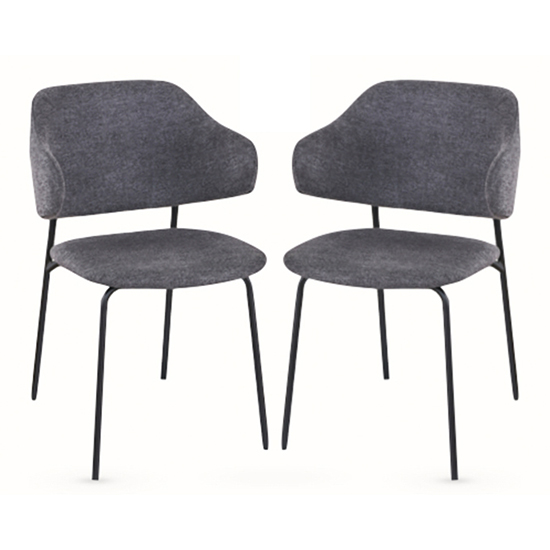 Product photograph of Benson Dark Grey Fabric Dining Chairs With Black Frame In Pair from Furniture in Fashion