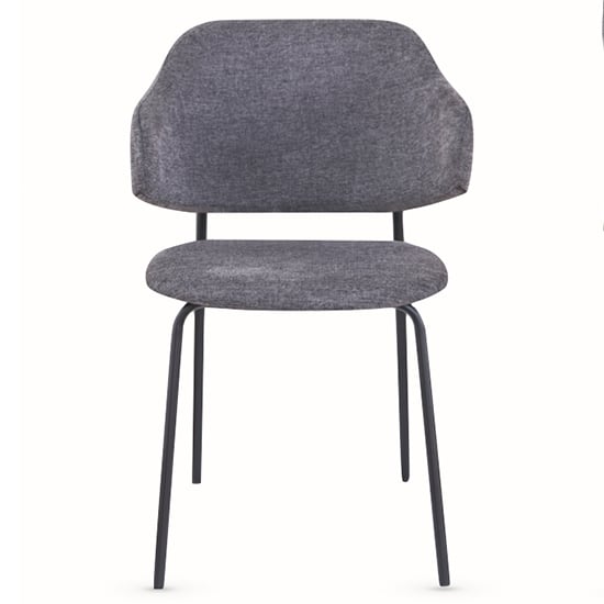 Benson Fabric Dining Chair In Dark Grey With Black Metal Frame