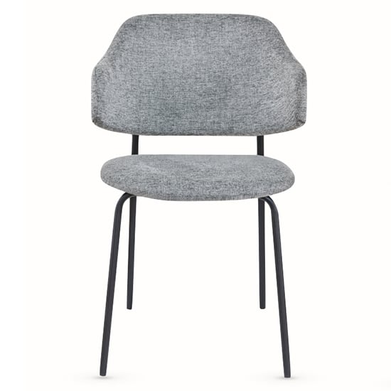 Benson Fabric Dining Chair In Light Grey With Black Metal Frame