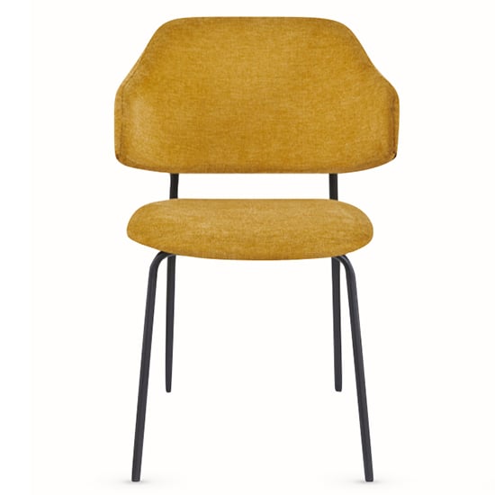 Product photograph of Benson Fabric Dining Chair In Mustard With Black Metal Frame from Furniture in Fashion