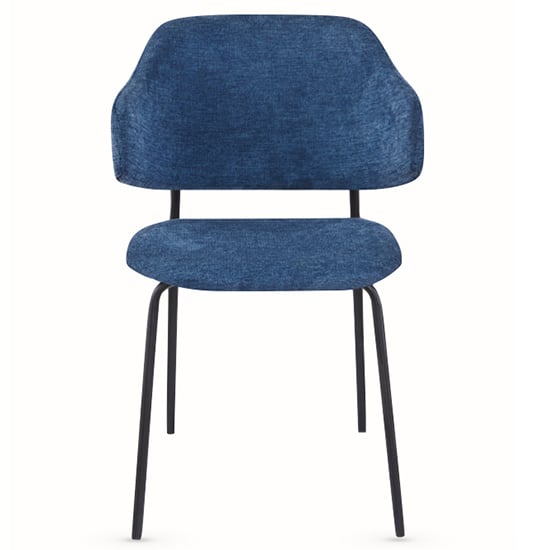 Benson Fabric Dining Chair In Navy With Black Metal Frame
