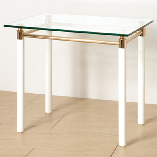 Benson Glass Set Of 2 Side Tables With White High Gloss