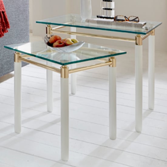 Benson Glass Set Of 2 Side Tables With White High Gloss_1