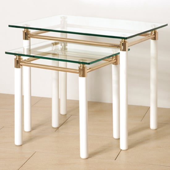 Benson Large Glass Side Table With White Gloss And Gold Legs_2