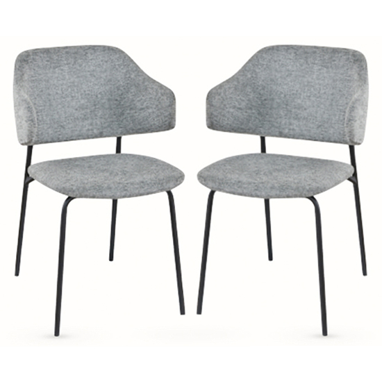 Product photograph of Benson Light Grey Fabric Dining Chairs With Black Frame In Pair from Furniture in Fashion