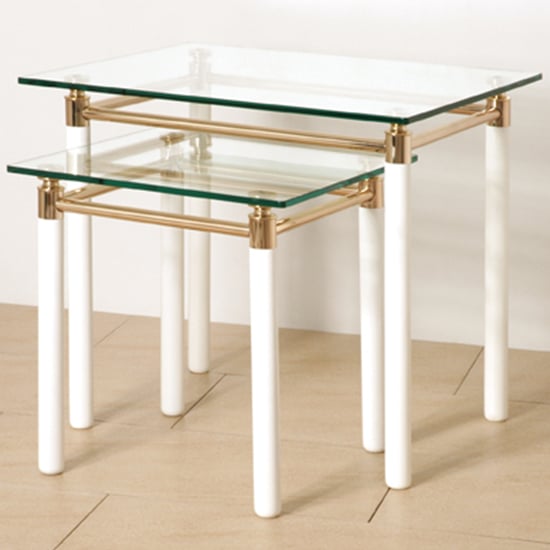 Benson Small Glass Side Table With White Gloss And Gold Legs_2