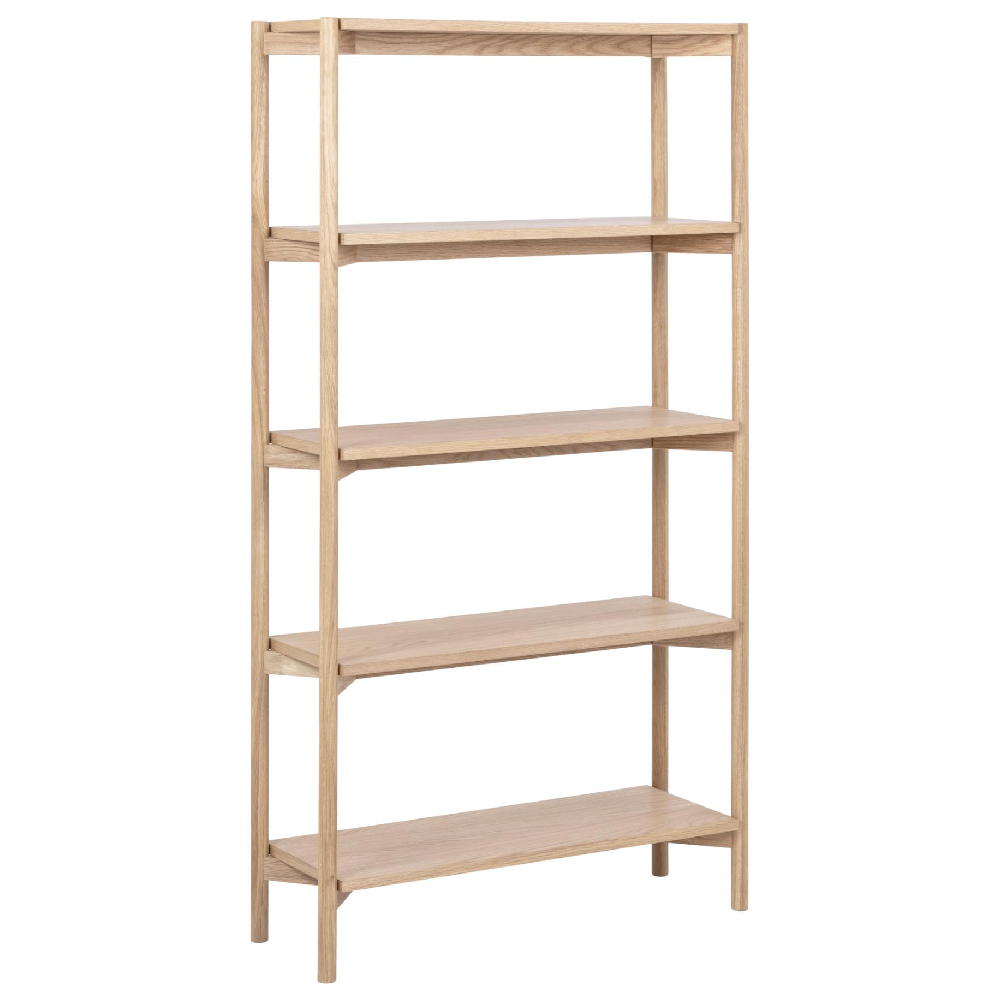 Benson Tall Wooden Bookcase With 4 Shelves In White Oak
