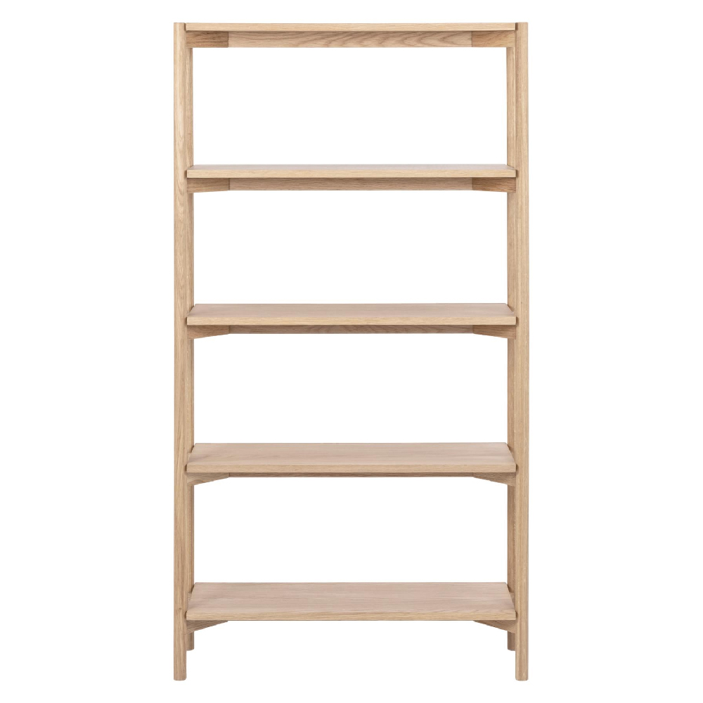 Benson Tall Wooden Bookcase With 4 Shelves In White Oak