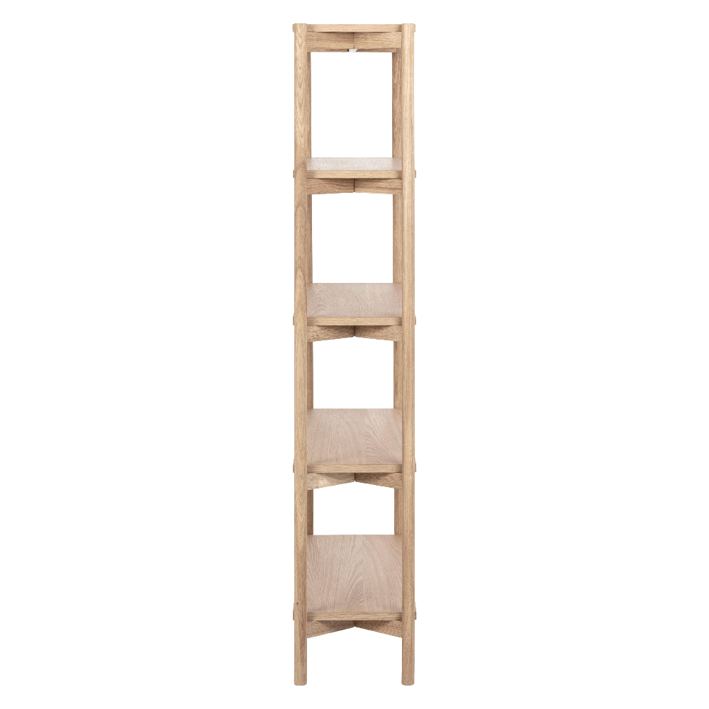Benson Tall Wooden Bookcase With 4 Shelves In White Oak