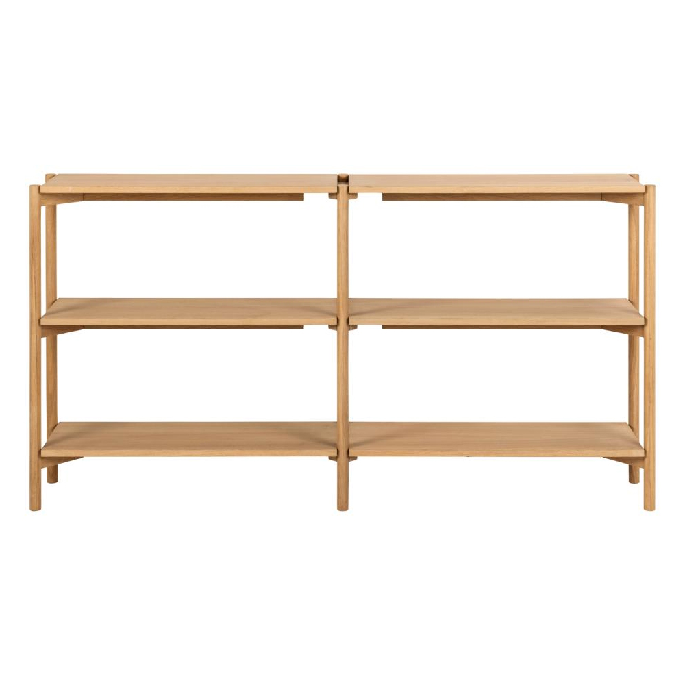 Benson Wide Wooden Bookcase With 4 Shelves In Oak
