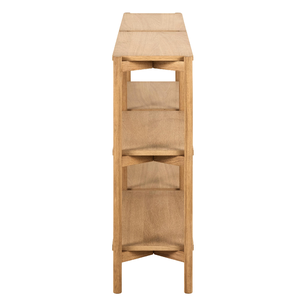 Benson Wide Wooden Bookcase With 4 Shelves In Oak