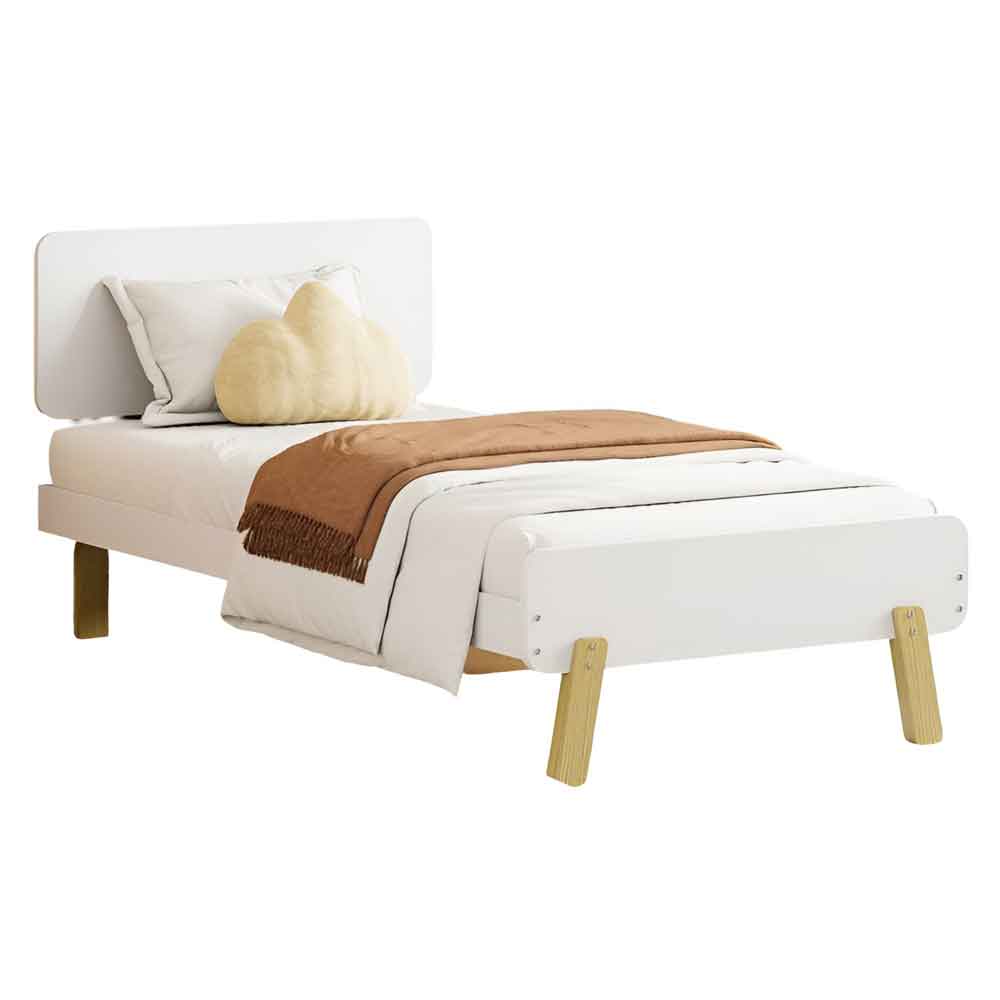 Benson Wooden Single Bed In White