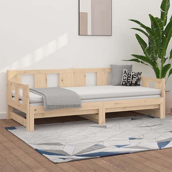 bente solid pinewood pull-out single day bed in natural