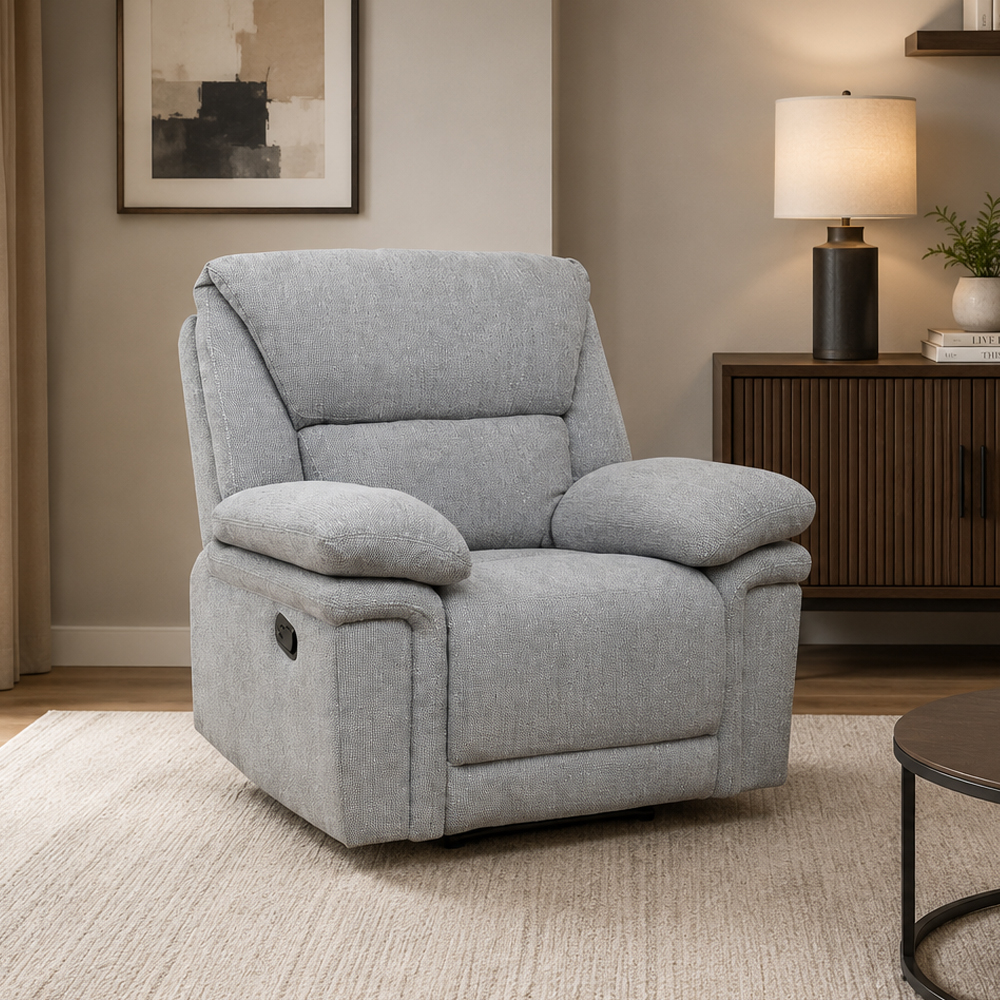 Bentley Fabric Manual Recliner Sofa Suite in Grey