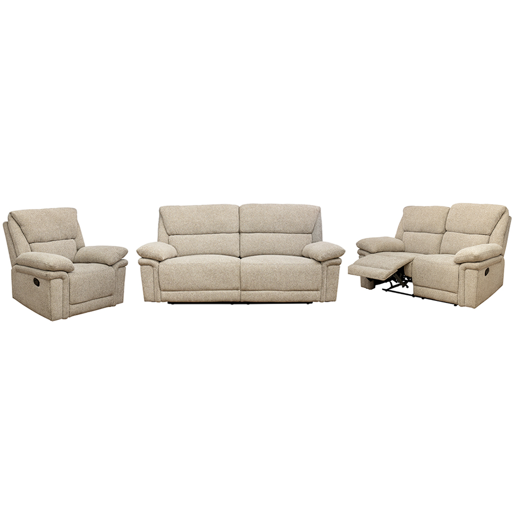 Bentley Fabric Manual Recliner Sofa Suite in Natural