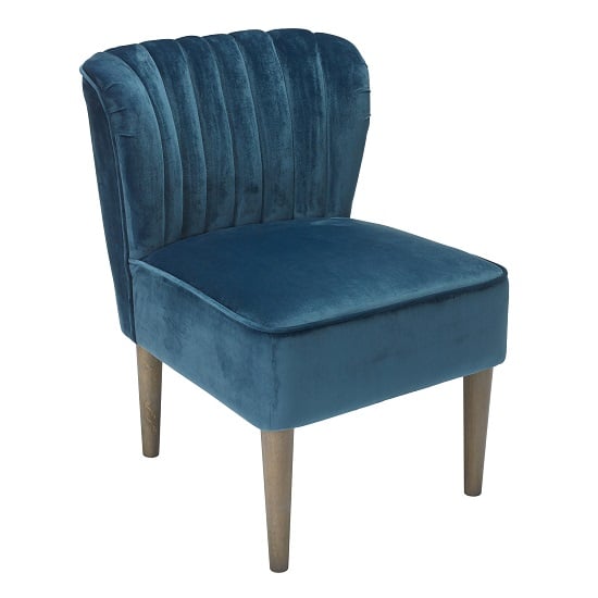 Read more about Bentley sofa chair in midnight blue velvet with wooden legs