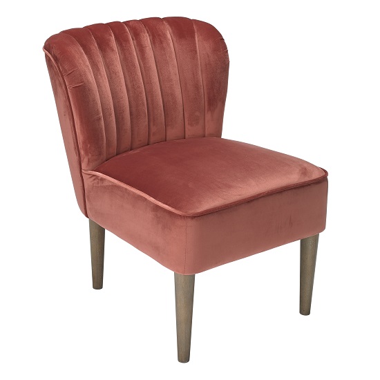 Read more about Bentley sofa chair in pink velvet with wooden legs