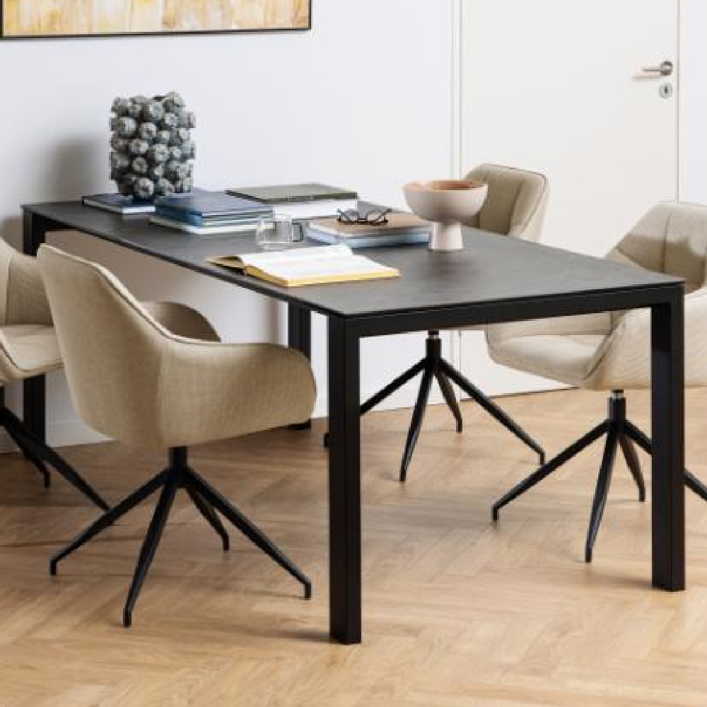 Benton Ceramic Rectangular Dining Table In Black