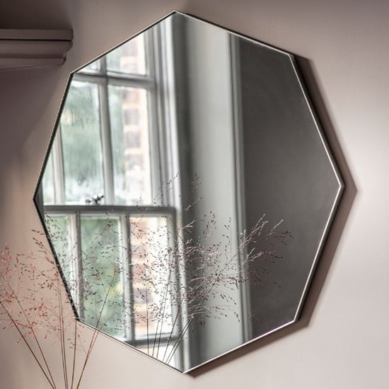 Product photograph of Benton Octagon Wall Mirror With Silver Metal Frame from Furniture in Fashion