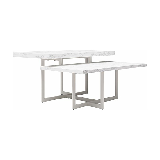Benton Wooden Coffee Table In White Faux Marble Effect