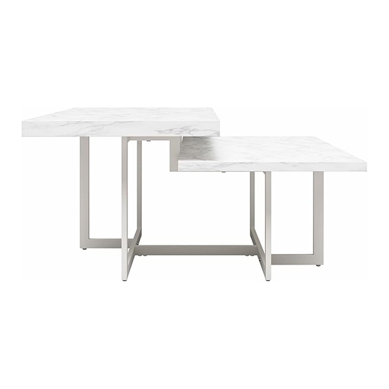 Benton Wooden Coffee Table In White Faux Marble Effect