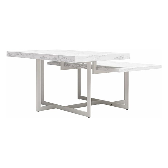 Benton Wooden Coffee Table In White Faux Marble Effect