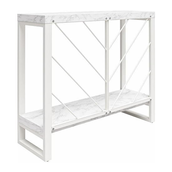 Benton Wooden Console Table In White Faux Marble Effect